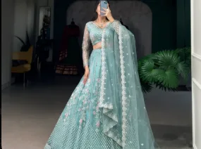 Women's Embroidered Semi-Stitched Satin Lehenga Choli Set view 2